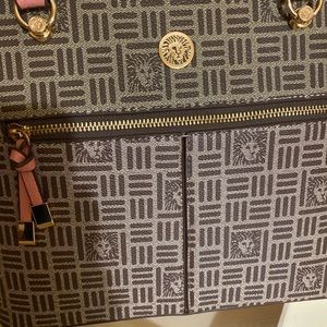 NWT-WOW!! SALE!Anne Klein Alex Varsity Satchel/crossbody Light Pink Brown Tan